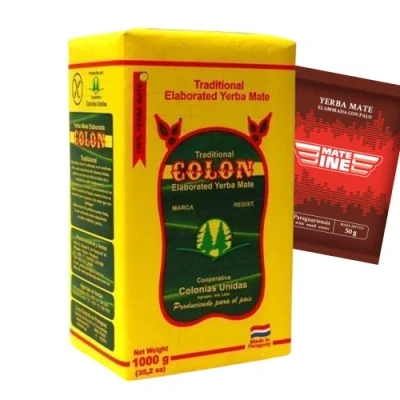 Abbildung von Yerba Mate Tee Set Colon Tradicional 1kg Paraguya Mateine Caffeine 50g Elaborada con Palo loose leaf 1050g