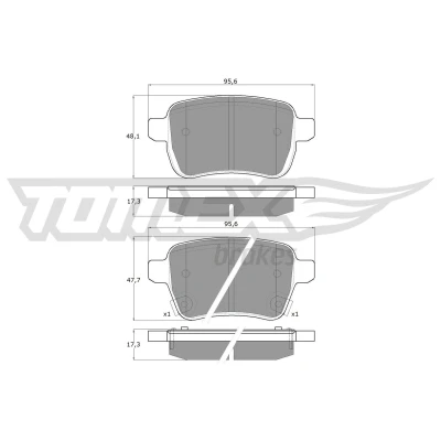 Abbildung von TOMEX brakes TX 17 94 Bremsbelagsatz Hinterachse OPEL: Corsa E Schrägheck, Adam, FIAT: 500L