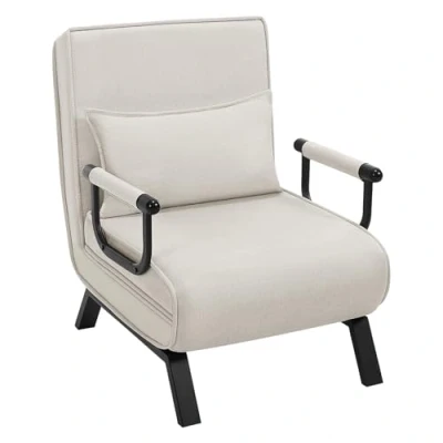 Abbildung von WOLTU Schlafsessel 3 in 1, Schlafsofa mit Bettfunktion, Klappsessel Verstellbarer Rückenlehne, abnembarem Kissen, Sofabett Gästebett, Metallrahmen Leinen, 150 kg belastbar, Beige