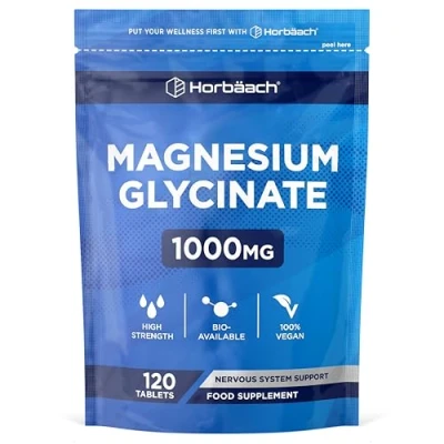 Abbildung von Magnesium Glycinat Hochdosiert 1000mg bisglycinat liefert 200 mg elementares 100 vegane Tabletten von Horbaach