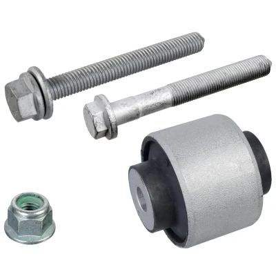 Abbildung von FEBI BILSTEIN 177335 Querlenkerlager mit Schraubensatz, Mutter oben, Vorderachse links, rechts Gummi AUDI: A4 B9 Avant, A5 Coupe