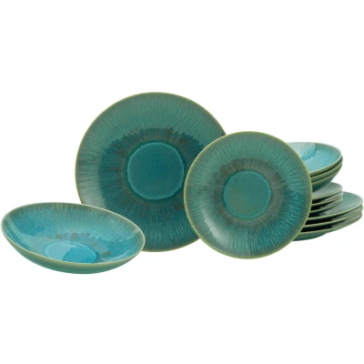 Abbildung von andas Tafelservice &quot;Geschirr Set, Service Bergum, Scandic Style&quot;, (Set, 12 tlg., 4 Speiseteller; Pasta /Salat/Suppenteller; Desserteller), ausdrucksstarkes Design, jedes Teil ein Unikat,12 Teile für Personen