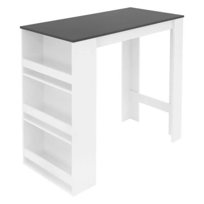 Abbildung von ML DESIGN Bartisch Bistrotisch mit 3 Ablageflächen aus Holz Bartheke Küchenthe (Komplett Set), Küchenbar Weiß Küchenbartisch Bartresen Schreibtisch Loungetisch