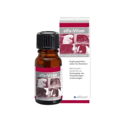 Abbildung von alfavet alfa Vitam, 10ml, Multi Vitaminkonzentrat zur Vorbeugung von Vitaminmangelerscheinungen, Ergänzungsfuttermittel für Vögel, Kleinnager, Reptilien