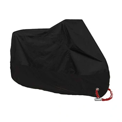 Abbildung von Motorradabdeckung Wasserdicht Motorrad Abdeckplane Outdoor Winterfest Motorradgarage Mit Schlosslöcher Schwarz 2XL 245 * 105 125CM