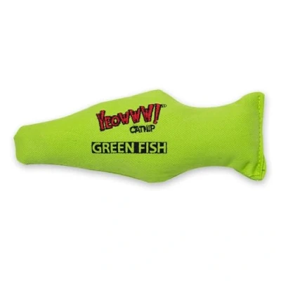 Abbildung von Yeowww! 100% Bio DuckyWorld Katzenminze Blatt &amp; Blüte Katzenspielzeug grüne Fisch 4 Pack