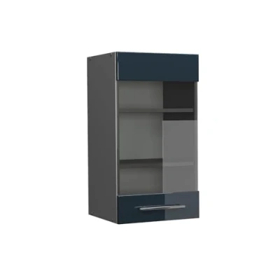 Abbildung von Vicco Küchenglasschrank Fame Line, Dunkelblau Hochglanz/Anthrazit, 40 cm