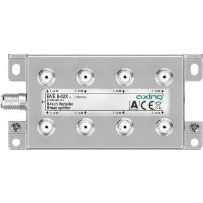 Abbildung von Axing BVE 8 02X Fach Verteiler 11 dB 5 1800 MHz TV Data Internet Kabelfernsehen