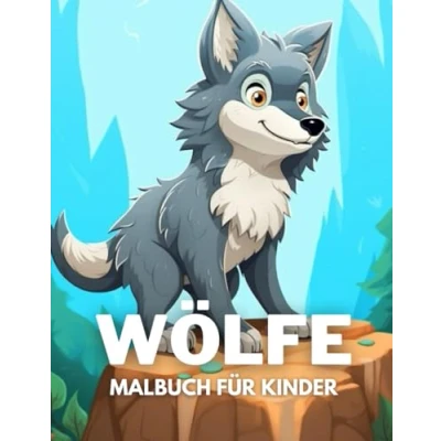 Abbildung von Wölfe Malbuch für Kinder: +40 lustige und einfache Zeichnungen von niedlichen zum Ausmalen Kinder, Jungen Faultiere, die lieben Stress abbauen entspannen