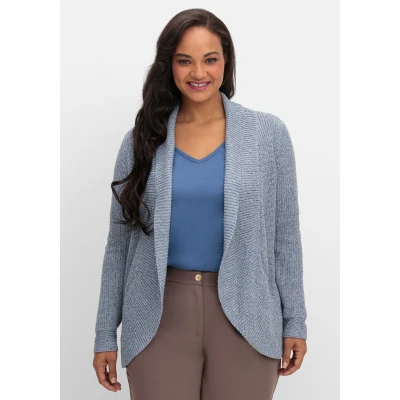 Abbildung von Sheego Strickjacke, Damen, Größe: 44, Rauchblau