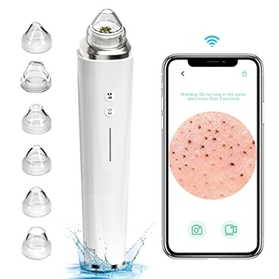 Abbildung von Mitesserentferner mit Kamera, prabensei Vakuum Mitesser Sauger Porenreiniger 20X Mikroskop 5.0 Megapixel 3 Saugstufen&amp;6 LED Licht&amp;6 Sonden für die Gesichtshautreinigung