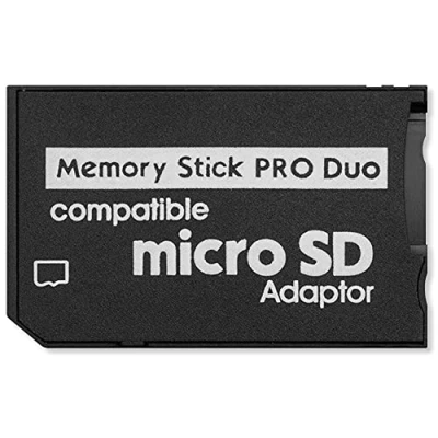 Abbildung von OcioDual Micro SD/TF 64GB auf Memory Stick PRO Duo MS Karte Adapter Schwarz Speicherkartenadapter Konverter für Sony PSP Slim