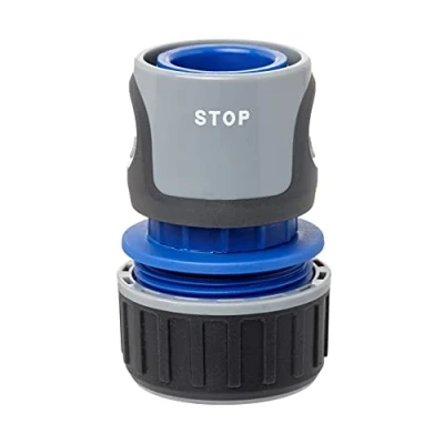 Abbildung von TATAY STOP Premium Schnellanschluss für 3/4&quot; (19mm) Schläuche, Universell passender Anschluss, Sonnenschutz, Einfache Installation, Grau Schwarz