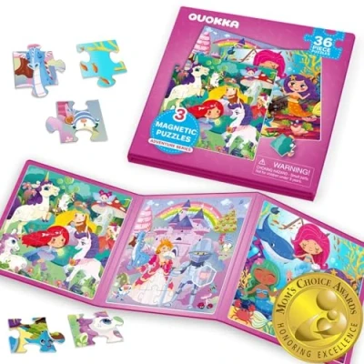 Abbildung von QUOKKA Magnetspiel ab 2 3 Jahre 36 Teilige Puzzle Beschäftigung Im Flugzeug Kleinkind von Prinzessin Einhorn Reisespiele Kinder 5 Lernmagnet Geschenk für den Roadtrip