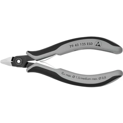Abbildung von Knipex 79 42 125 ESD, Diagonale Zange, Chrom Vanadium Stahl, Kunststoff, Schwarz, Grau, mm, 58 g