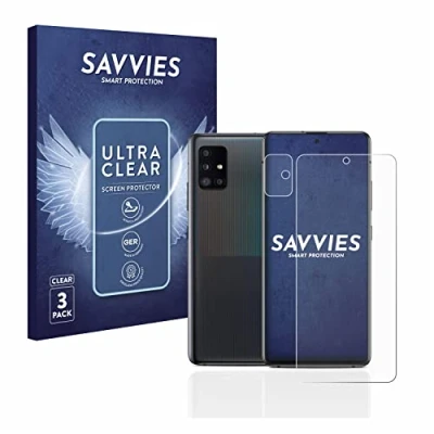 Abbildung von Savvies 6 Stück Schutzfolie für Samsung Galaxy A51 5G (Display+Kamera) Displayschutz Folie Ultra Transparent