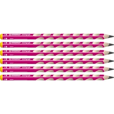 Abbildung von Ergonomischer Dreikant Bleistift für Linkshänder STABILO EASYgraph in pink 6er Pack Härtegrad HB