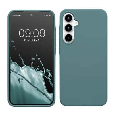 Abbildung von kwmobile Hülle kompatibel mit Samsung Galaxy A35 Silikon Handy Case Handyhülle weiche Oberfläche kabelloses Laden Arctic Night