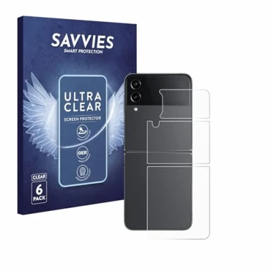 Abbildung von Savvies 6 Stück Schutzfolie für Samsung Galaxy Z Flip 4 (Rückseite) Displayschutz Folie Ultra Transparent