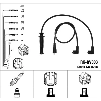 Abbildung von NGK 8268 Zündkabelsatz 5 NISSAN: TERRANO 2, ROVER: 400 Hatchback