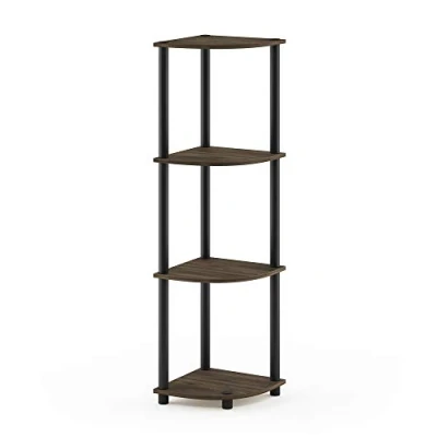 Abbildung von Furinno Eckregal mit 4 Ebenen, Holz, Columbia Walnut/Schwarz, 29.46 x 110.49 cm