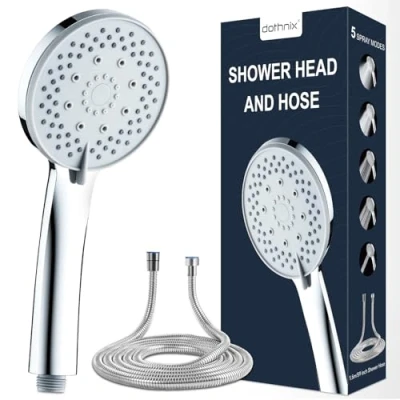 Abbildung von dothnix Duschkopf mit schlauch 1,5m, Hochdruck 5 Strahlarten, universeller Handbrause für Regendusche