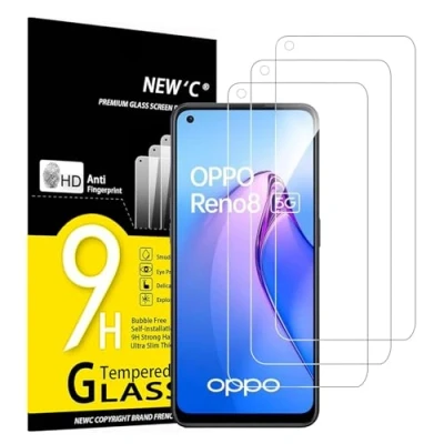 Abbildung von NEW&#039;C 3 Stück, Panzer Schutz Glas für OPPO Reno 8 5G, Lite Frei von Kratzern, 9H Härte, HD Displayschutzfolie, 0.33mm Ultra klar, Ultrabeständig