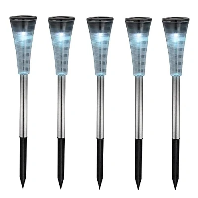Abbildung von GLOBO LIGHTING LED Gartenleuchte, Leuchtmittel fest verbaut, Farbwechsel, 5er Set RGB Solar Steck Leuchten Garten Edelstahl Außen Lampen