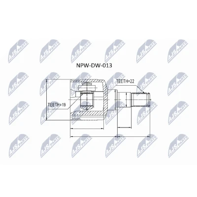 Abbildung von NTY NPW DW 013 Gelenksatz getriebeseitig SUZUKI: SWIFT 2 Schragheck, DAEWOO: Matiz I Schrägheck