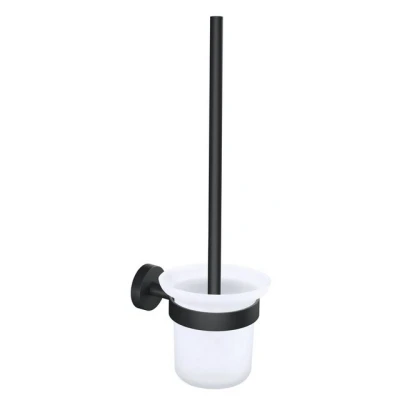 Abbildung von tesa WC Garnitur MOON Toilettenbürstenhalter ohne Bohren 37,9 cm : 11,2 14,5 cm, Badezimmer, Gäste WC, Wandmontage, (Packung, 1 tlg), selbstklebende Bürste für Wandmontage schwarz