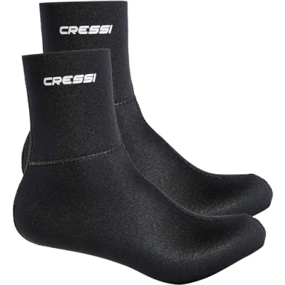 Abbildung von Cressi Black Neoprene (3 or 5mm) Socks Resilient Neopren Tauchsocken 3/5mm, Schwarz, für Erwachsene Unisex