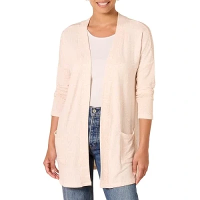 Abbildung von Amazon Essentials Damen Leichte Lounge Strickjacke aus Terry Frottee, Vorne Offen, Bequeme Passform, Beige Zebrastreifen, M