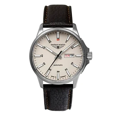 Abbildung von Bauhaus Aviation Herrenuhr mit Lederband Titan Automatik 10 ATM Saphirglas Tag Datum DayDate 2866 5