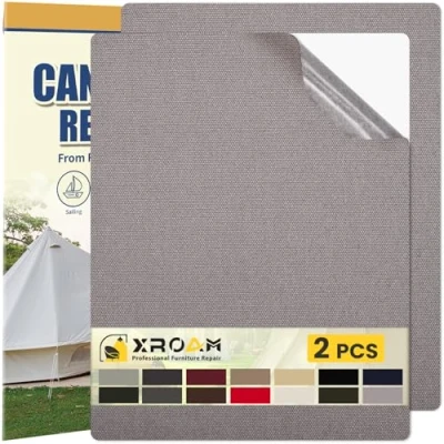 Abbildung von Flicken Selbstklebend Stoff, 21 x 30 cm Wasserdichtes Stoffklebeband, Selbstklebende Canvas für Outdoor Möbel, Bootabdeckungen, Sofas, Zelte, Lounge Stühle, Sonnenschutz, Grau