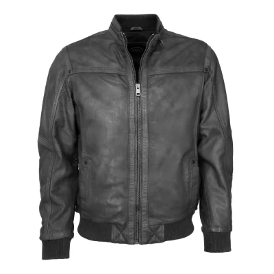 Abbildung von JCC MIT Strickabschluss Lederjacke, Herren, Größe: Large, Graphite