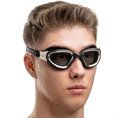 Abbildung von AqtivAqua Polarisiert Schwimmbrille Herren Damen Schwimmbrillen Erwachsene Kinder DX P (Metallic Silber B, Polarisiert)