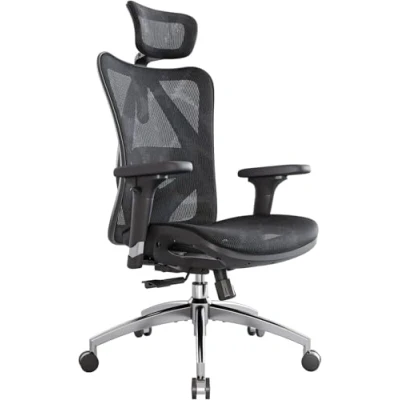 Abbildung von SIHOO Ergonomischer Bürostuhl, Chefsessel mit 3D verstellbare Armlehne und Lendenwirbelstütze, Hautfreundliche Netz Hochlehne, Schreibtischstuhl bis 150kg/330LB Belastbar(schwarz)