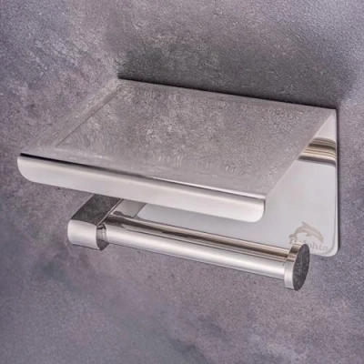 Abbildung von Dolvhin Toilettenpapierhalter ohne Bohren, Edelstahl Klopapierhalter mit Ablage, WC Klorollenhalter, zum Kleben inkl. extra starkem 3M Klebestreifen