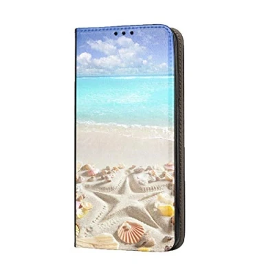 Abbildung von KX Mobile Hülle für Samsung A41 Handyhülle Motiv 1517 Strand Meer Sonne Urlaub Muschel Premium Smart aus Kunstleder einseitig bedruckt HandyCover Galaxy