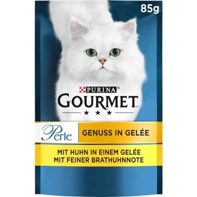 Abbildung von Gourmet Perle Genuss in Gelee Katzenfutter nass mit Huhn &amp; feiner Brathuhnnote 26er Pack (26 x 85g)