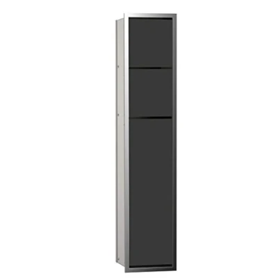 Abbildung von EMCO Asis 150 Unterputz Badschrank für WC, Feuchttücher, chrom/schwarz, Einbauschrank, Türanschlag wählbar 975027950, Metall, One Size