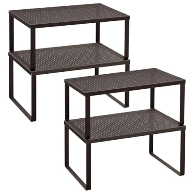 Abbildung von SONGMICS Gewürzregal, 4er Set, Küchenregal, Küchen Organizer, Küche, Gewürzhalter, erweiterbar, stapelbar, kleines Regal, Metall, braun KCS06BR