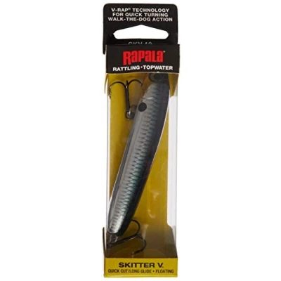 Abbildung von Rapala Skitter V Angelköder Angelzubehör mit durchsichtigem Körper Süßwasser Spinnköder Lauftiefe Topwater Fischköder 10cm, 14g Hergestellt in Estland Chrome