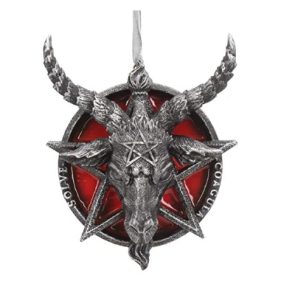 Abbildung von Nemesis Now Baphomet Kopf rotes Pentagramm zum Aufhängen, dekoratives Ornament, 9,5 cm, schwarz