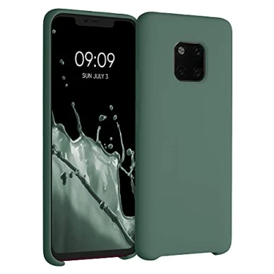 Abbildung von kwmobile Hülle kompatibel mit Huawei Mate 20 Pro Silikon Handy Case Handyhülle weiche Oberfläche kabelloses Laden Tannengrün