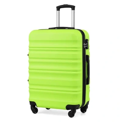 Abbildung von COOLIFE Hartschalen Koffer Trolley Rollkoffer Reisekoffer mit TSA Schloss und 4 Rollen (Grün, Mittelgroßer Koffer)