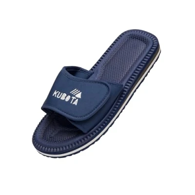 Abbildung von Kubota Badelatschen mit Klettverschluss Herren, Pantoletten, Hausschuhe, Badeschuhe für Strand, Badesandalen Sommer, Schuhe fur Dusch und Sauna Dunkelblau 42