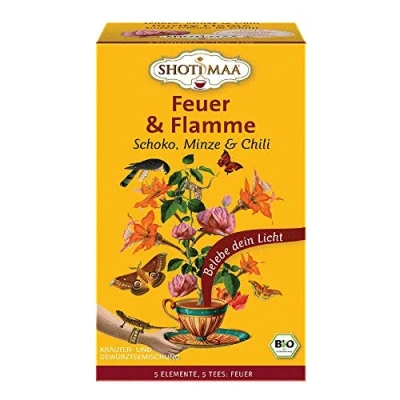 Abbildung von 6 x Shoti Maa Bio Tee Feuer &amp; Flamme Schoko, Minze Chili Gewürz und Kräutertee Ayurveda 16 Teebeutel (96 Teebeutel)