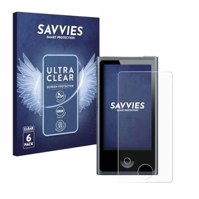 Abbildung von Savvies 6 Stück Schutzfolie für Apple iPod nano 2012 (7. Gen.) Displayschutz Folie Ultra Transparent