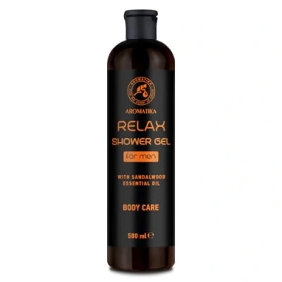Abbildung von Duschgel für Männer Entspannen 500ml mit ätherischen Sandelholz Öl Körperpflege Reinigung und Pflege Frischer Duft Maskulines Aroma Shower Gel Relax